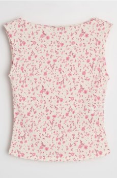 Блузка без рукавів з квітковим принтом - різнобарвний