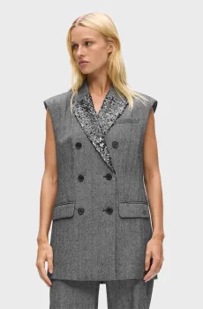 Женский серый жилет с узором embellished lapel Серый 38 Karl Lagerfeld A4W14043