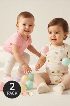 Боді з мотивом бджілок 2 pack - кремовий