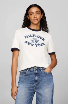 Женская белая футболка REG VARSITY RINGER Белый XS Tommy Hilfiger WW0WW42585