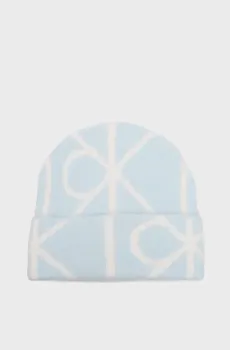 Мужская голубая шапка с узором BRUSHED Голубой ONESIZE Calvin Klein LV04D8071G