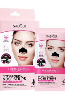 Очищающая маска для носа Sadoer Bamboo Charcoal Deep Cleansing Nose Strips с бамбуковым углем, 6 шт