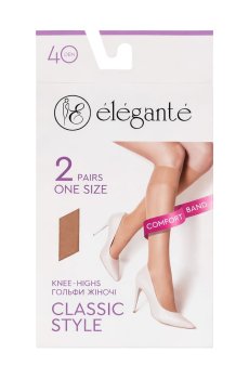 Гольфы женские Elegante Classic, 40 DEN, Nero, размер 23-25, 2 пары