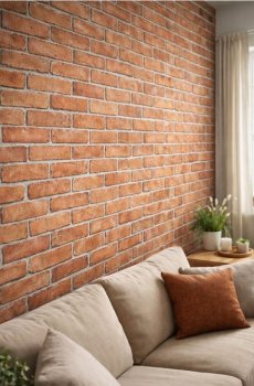 Самоклеюча шпалера з мотивом цегли - червоний