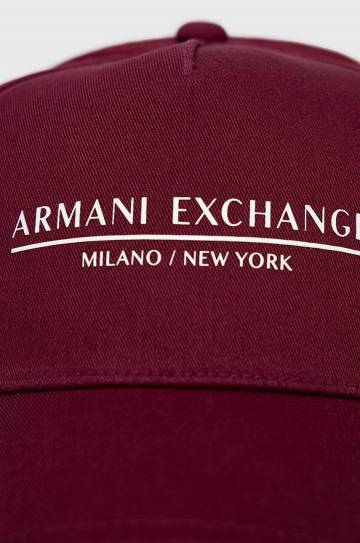 Хлопковая кепка Armani Exchange цвет бордовый с принтом Хлопковая кепка Armani Exchange цвет бордовый с принтом