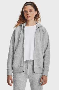 Женское светло-серое худи UA Rival Fleece FZ Hoodie Серый L Under Armour 1379497-012