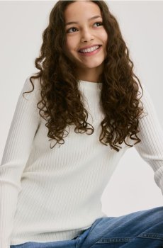 Reserved - Джемпер з трикотажу в рубчик - кремовий - 805IE-01X