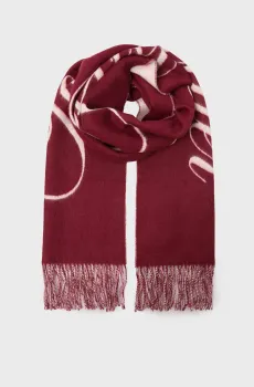 Женский бордовый шерстяной шарф SCRIPT LOGO Бордовый ONESIZE Tommy Hilfiger AW0AW17786