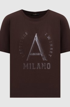 Коричневая футболка с принтом логотипа