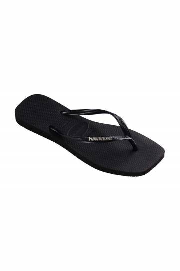 Вьетнамки Havaianas SQUARE LOGO METALLIC женские цвет чёрный на плоском ходу 4148257.2976 Вьетнамки Havaianas SQUARE LOGO METALLIC женские цвет чёрный на плоском ходу 4148257.2976