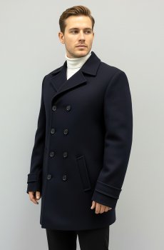 Двубортное шерстяное полупальто VR-Y-408-blue