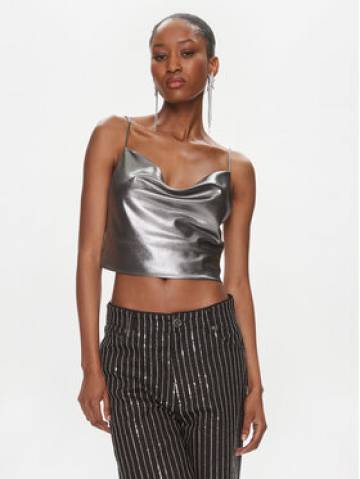 ROTATE Топ Metallic Crop Top 1116512293 Срібний Regular Fit ROTATE Топ Metallic Crop Top 1116512293 Срібний Regular Fit