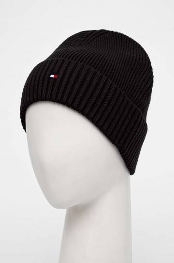 Шапка с примесью кашемира Tommy Hilfiger цвет чёрный AM0AM12796 Шапка с примесью кашемира Tommy Hilfiger цвет чёрный AM0AM12796