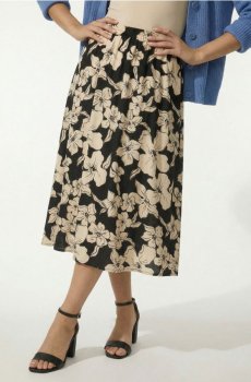 Розкльошена міді спідниця з віскози з квітковим принтом - різнобарвний