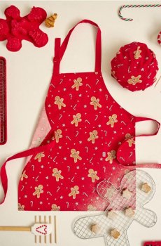 Різдвяний набір — фартух і шапка - червоний