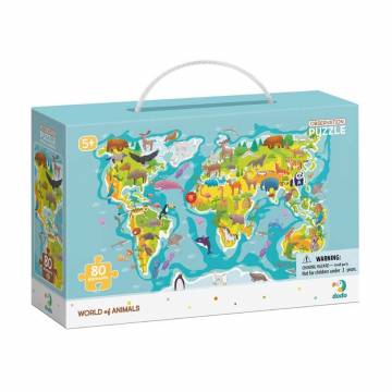 Пазлы DoDo Карта Мира Животные, 80 элементов, от 5 лет, 31*45 см (300133)