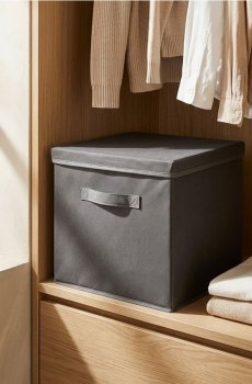 Складна коробка для зберігання з ручкою та кришкою - сірий