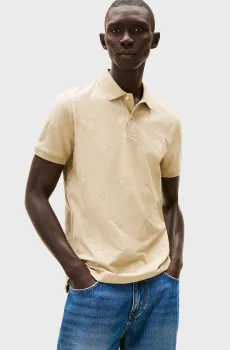 Мужское бежевое поло ALL OVER JACQUARD Бежевый M Tommy Hilfiger MW0MW41618