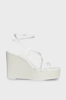 Женские белые кожаные босоножки WEDGE SANDAL 70 LTH Белый 39 Calvin Klein HW0HW01952