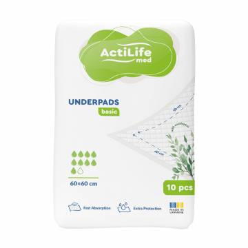 Пеленки гигиенические ActiLife Med Basic Впитывающие, 60*60 см, 10 шт Пеленки гигиенические ActiLife Med Basic Впитывающие, 60*60 см, 10 шт