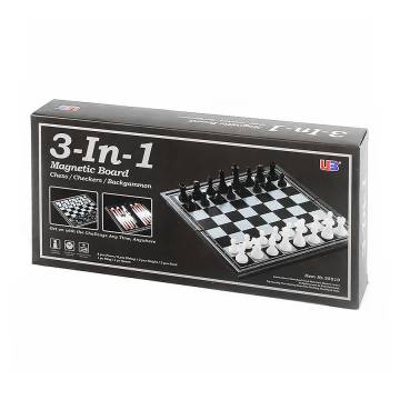 Настольная игра 3 в 1 Shantou Jinxing Kimi Магнитные шахматы, шашки, нарды, 25*25*2 см, от 6 лет (QX56810)