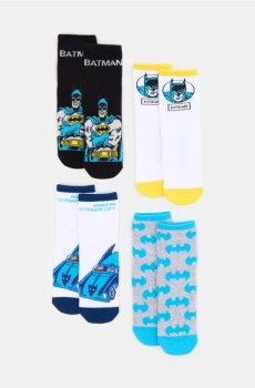 Шкарпетки, 4 пари Batman - різнобарвний