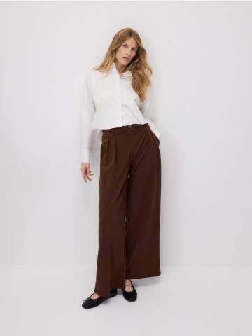Reserved - LADIES` TROUSERS - темно коричневий - 613GA-89X