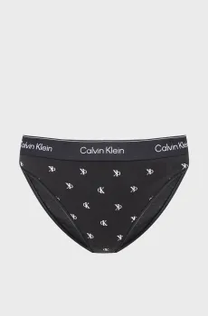 Женские черные трусики с узором HIGH LEG TANGA Черный M Calvin Klein LV00QF8524