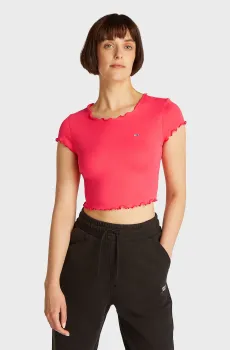 Женская розовая футболка Розовый S Tommy Jeans DW0DW20623