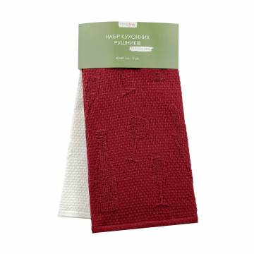 Набор кухонных полотенец Home Line Жаккард, вино, махровые, 40*60 см, 2 шт (175798) Набор кухонных полотенец Home Line Жаккард, вино, махровые, 40*60 см, 2 шт (175798)