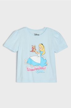Бавовняна футболка з принтом Alice in Wonderland - блакитний