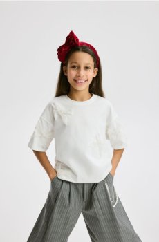 Reserved - Футболка з бантиками - кремовий - 497FT-01X