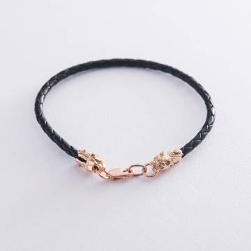 Кожаный браслет с золотой застежкой "Львиная сила" б02462 Кожаный браслет с золотой застежкой "Львиная сила" б02462