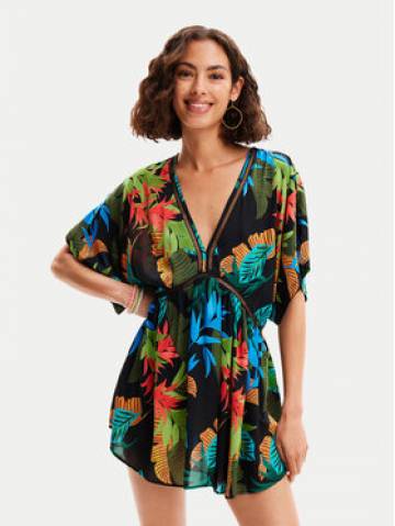 Desigual Пляжна сукня Tropical Party 24SWMW23 Чорний Loose Fit Desigual Пляжна сукня Tropical Party 24SWMW23 Чорний Loose Fit