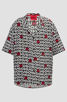 Мужская черная рубашка с узором Черный XXL HUGO 50540065;002