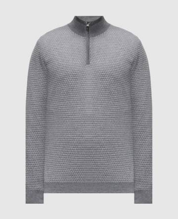 Серый джемпер из мериноса шерсти в узор