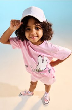 Бавовняна футболка з принтом Miffy - рожевий