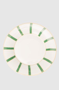 Белая фарфоровая десертная тарелка Striche Verdi e Oro