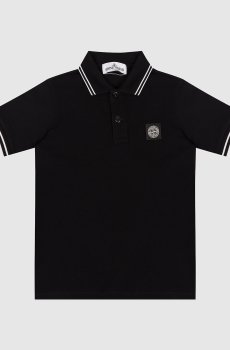 Детское черное поло с нашивкой логотипа