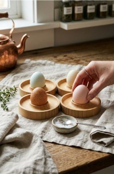 Набір з 4 підставок для яєць - бежевий