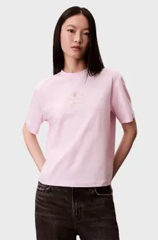 Женская розовая футболка BOXY COCTAIL LOGO Розовый M Calvin Klein Jeans LV047E811G