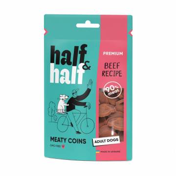 Лакомство для собак Half&Half в форме мясных монет, с говядиной, 100 г