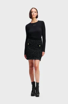 Женская черная твидовая юбка BOUCLE KNIT SKIRT Черный S Karl Lagerfeld A1W12030
