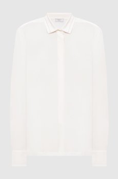 Белая блуза из шелка с цепочкой мониль