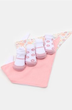 Набір слюнявчиків із шкарпетками - пастельний рожевий