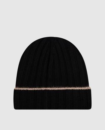 Черная шапка из кашемира с окантовкой
