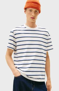 Мужская белая футболка в полоску LABEL Белый XL Tommy Jeans DM0DM22325