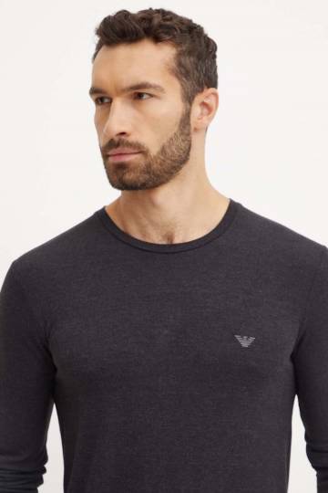Лонгслив лаунж Emporio Armani Underwear цвет серый однотонный 111653 4F584 Лонгслив лаунж Emporio Armani Underwear цвет серый однотонный 111653 4F584