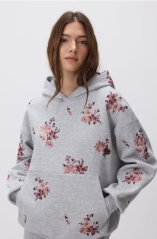 Reserved - Худі з вишитим візерунком - світло-сірий - 767HS-09M