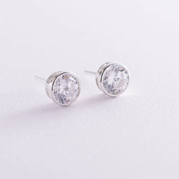 Серебряные серьги-пусеты с фианитами 12730 Серебряные серьги-пусеты с фианитами 12730